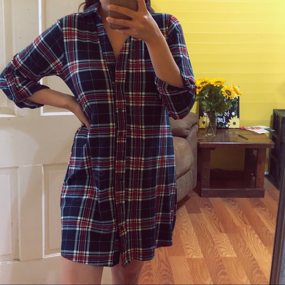 Cute navy blue plaid dress